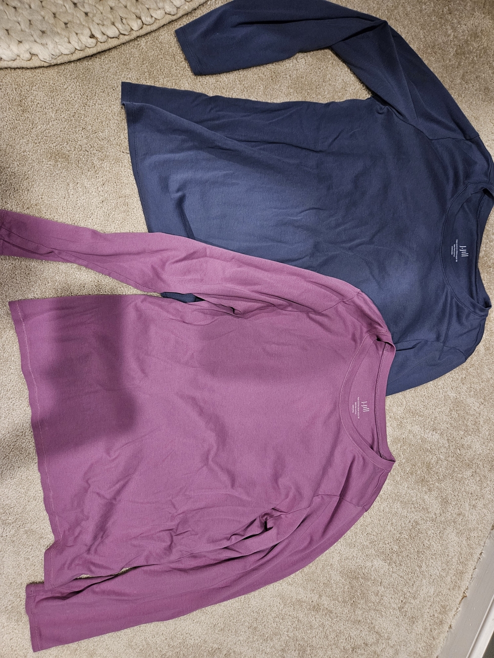 Set Of 2 J. Jill Navy and Dusty Rose Pima Cotton Crew Neck Tees